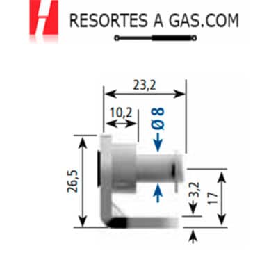 Anclaje Angular Stabilus 8261WJ para resortes de gas